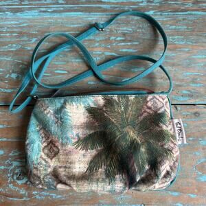 Paul Brent Wearable Art Tropical Palm Tree Crossbody Bag Purse Turquoise Green